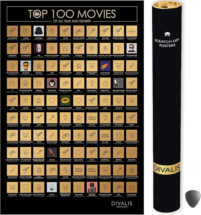 Top 100 Movies Scratch Off Poster - Films of all Time Bucket List - Scratchable Cinema Checklist ... | Amazon (US)