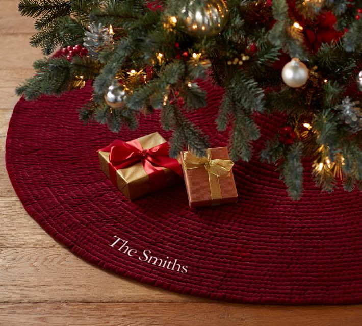 Channel Quilted Velvet Tree Skirt | Pottery Barn (US)
