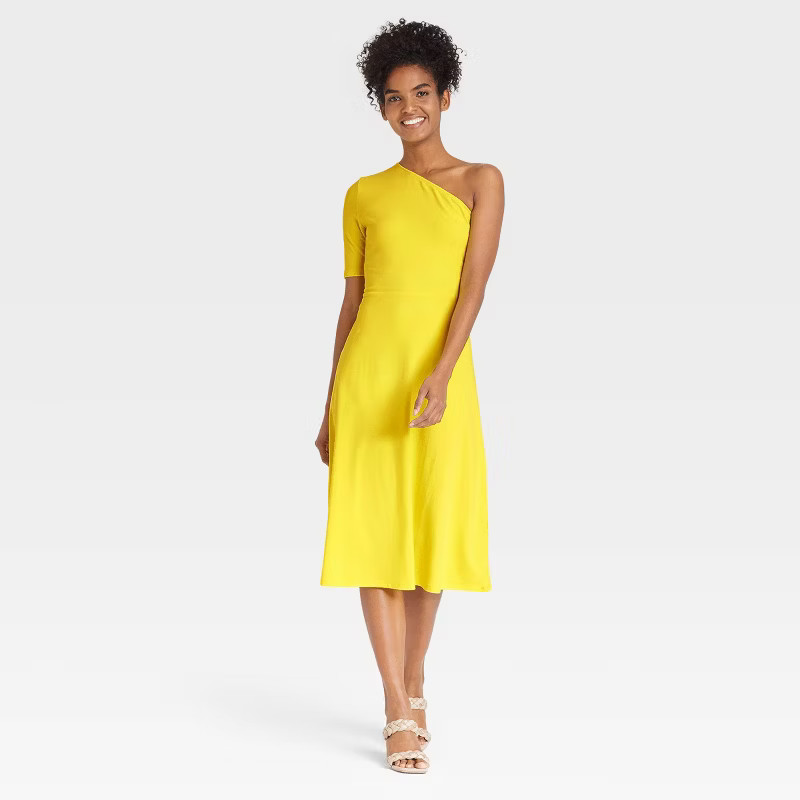 Women's Elbow Sleeve One Shoulder Knit Dress - Who What Wear™ | Target