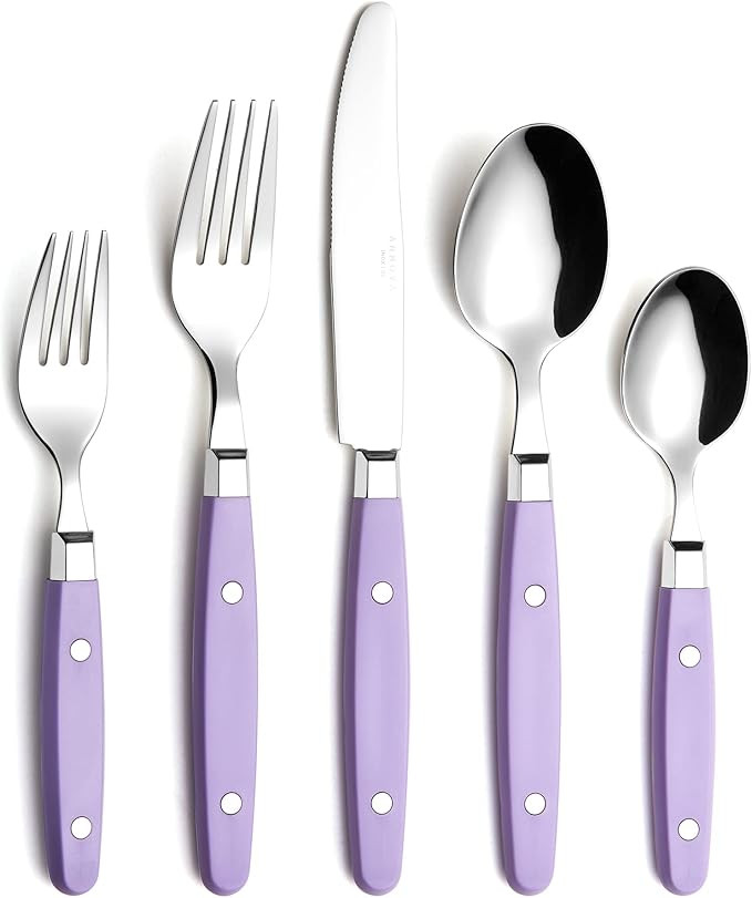 ANNOVA Silverware Set, Retro/Rivet Colorful Stainless Steel Tableware Kitchen Flatware Set Utensi... | Amazon (US)