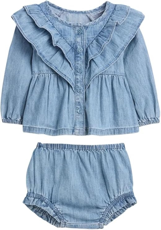 GAP baby-girls My First Denim Ruffle Two-piece Set | Amazon (US)