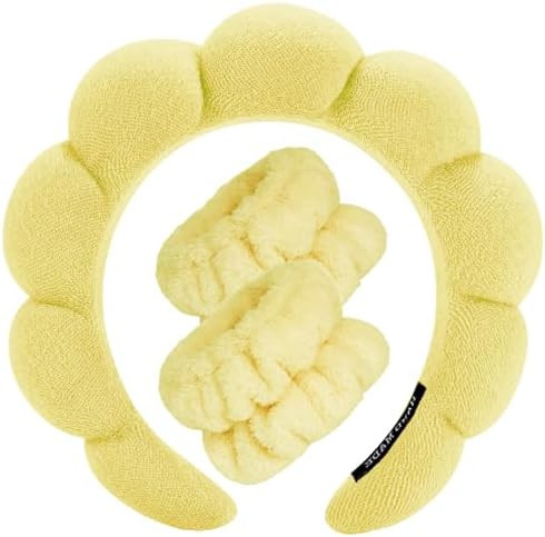 Spa Headbands for Washing Face Wristband Set Sponge Makeup Skincare Headband Wrist Towels Bubble ... | Amazon (US)