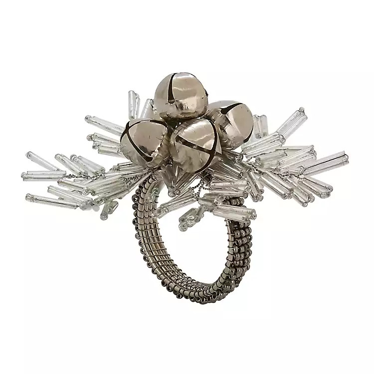 New! Silver Bells and Holly Napkin Rings, Set of 4 | Kirkland's Home