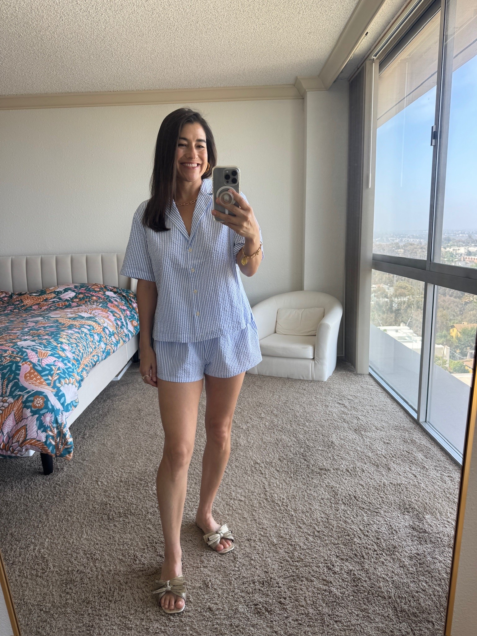 My Daily Look: Good American seersucker summer short set with gold Journee sandals and jewelry

#LTKSeasonal #LTKootd #LTKSaleAlert