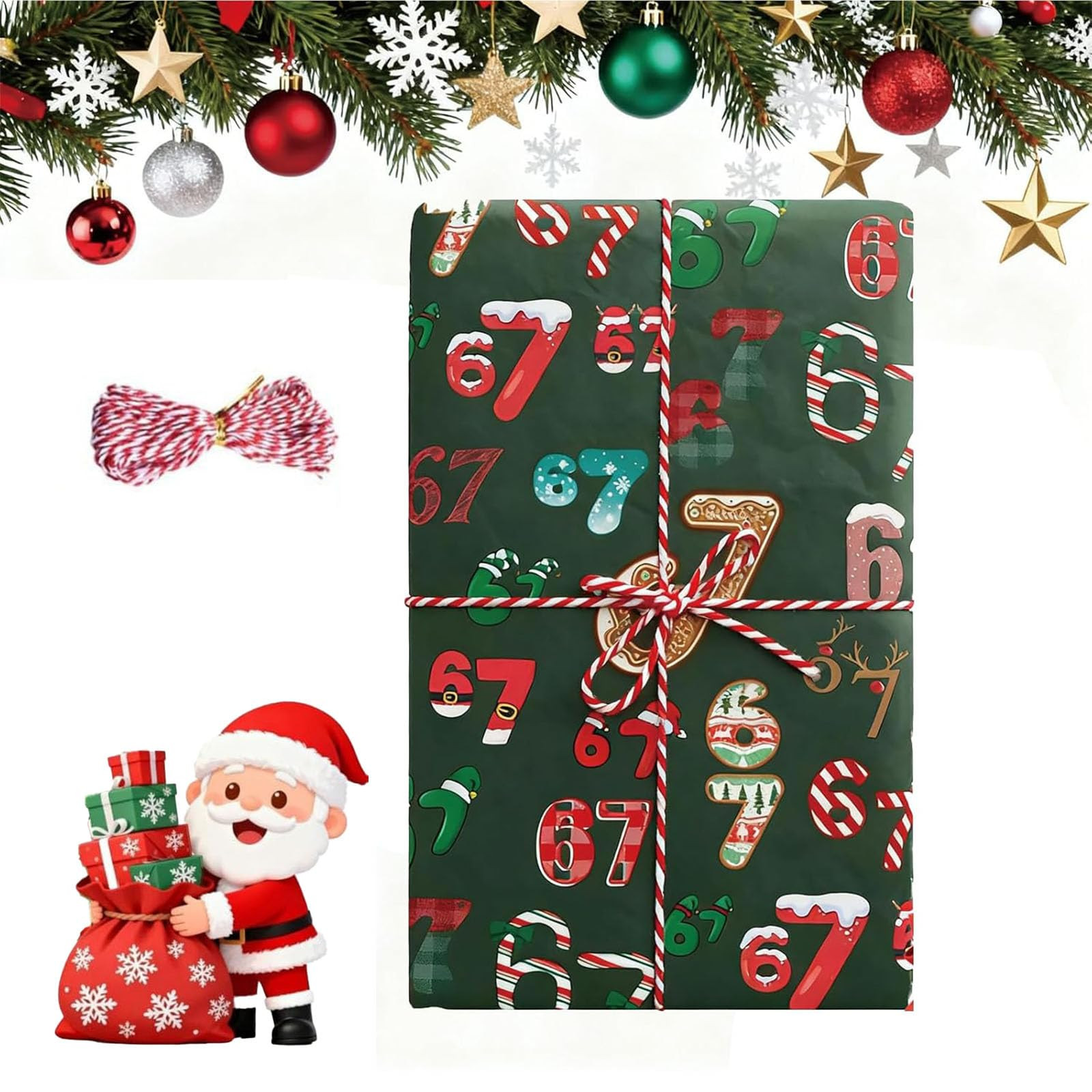 67 Meme Christmas Gift Wrap,67 Christmas Wrapping Paper,Teen Funny Six Seven Festive Wrapping Pap... | Amazon (US)