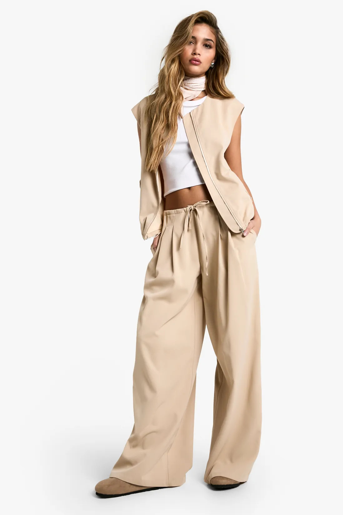 Tops | Woven Drawstring Sleeveless Tracksuit Top | boohoo | Boohoo.com (UK & IE)