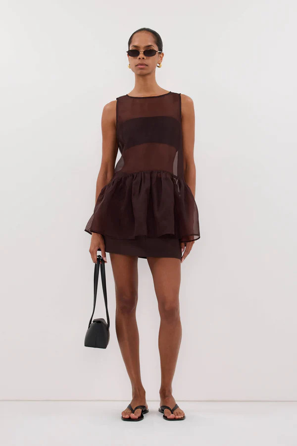 SIAN DK CHOC ORGANZA DROP WAIST TOP | DISSH