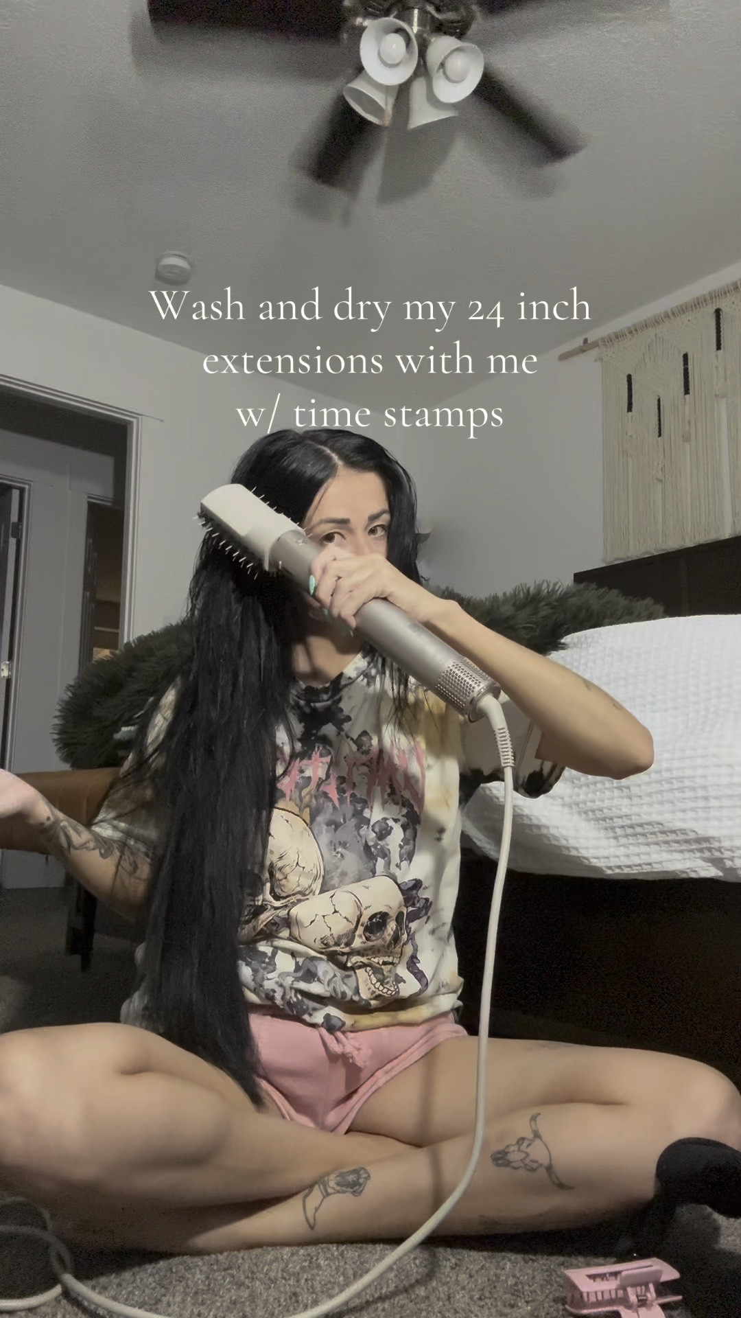 Blow dry my 24 inch hair extensions with me! #hairextensions #hairstyle #blowdry #sharkflexstyle