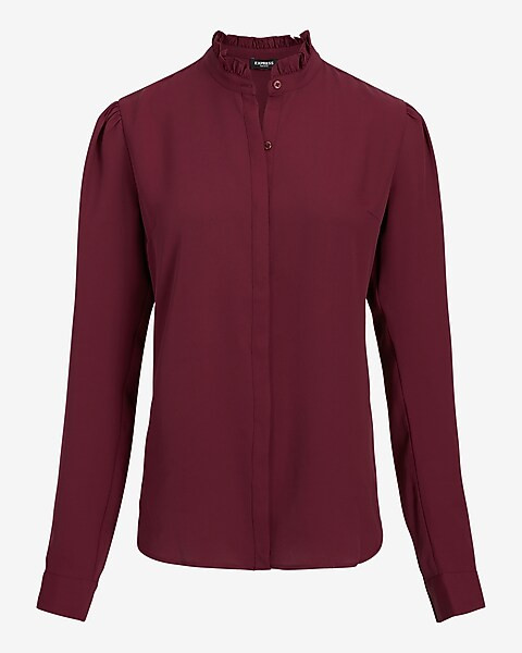 Ruffle Neck Portofino Shirt | Express