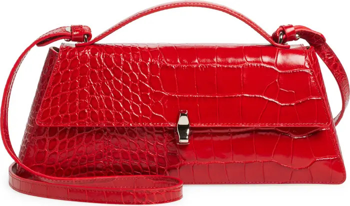 Reformation Gia Croc Embossed Leather Shoulder Bag | Nordstrom | Nordstrom