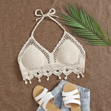 Halter Neck Crochet Bikini Top | SHEIN