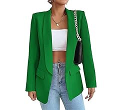 Womens Casual Blazers Open Front Long Sleeve Blazer Work Office Pockets Jackets | Amazon (US)