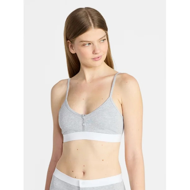 No Boundaries Women's Cotton Jersey Triangle Bralette w/Buttons Sizes XS-XXXL | Walmart (US)