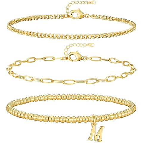 MEVECCO Bracelet for Women 14K Gold Plated Dainty Chain Simple Jewelry Cute Handmade Minimalist f... | Amazon (US)