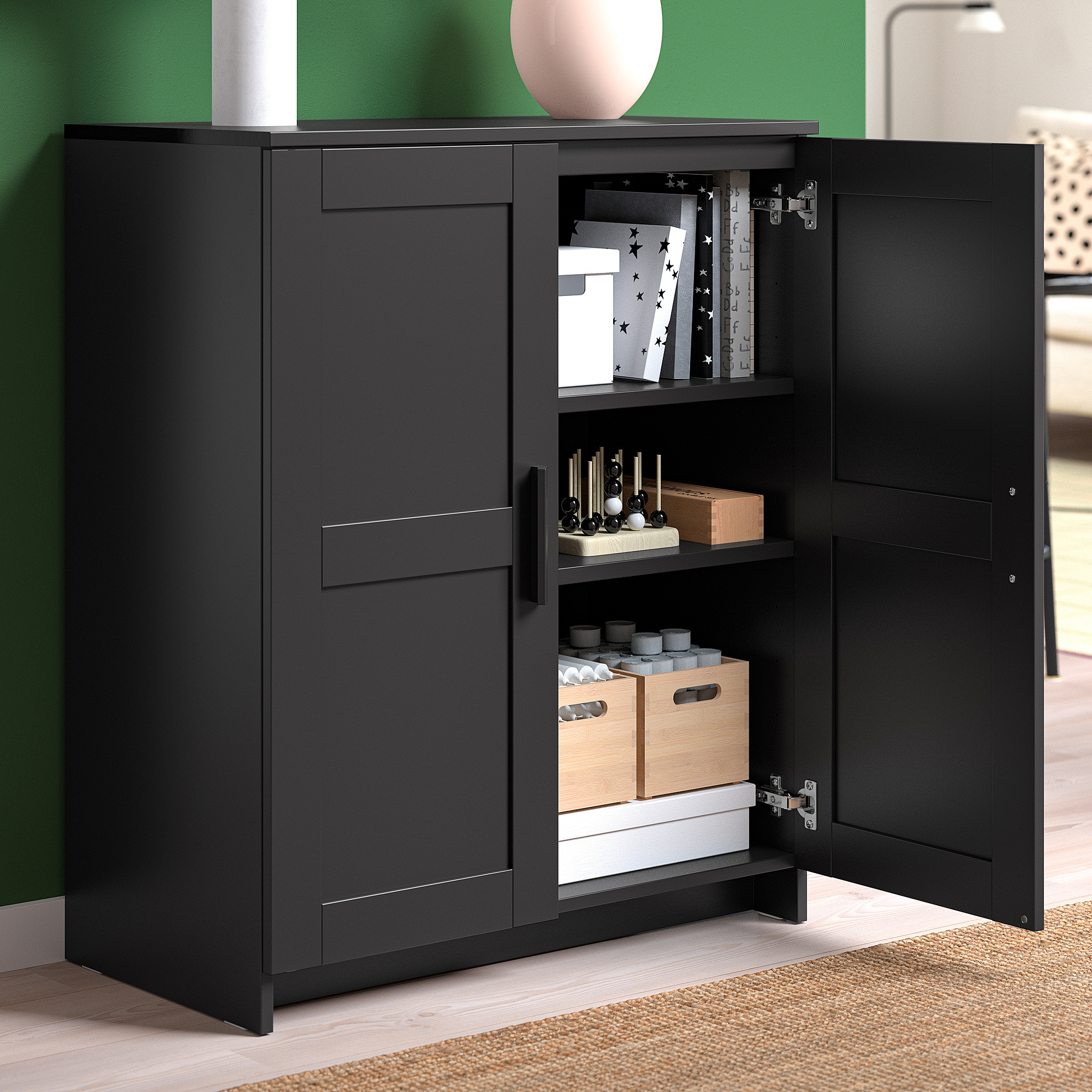 Cabinet with doors, black, 30 3/4x37 3/8 " | IKEA US