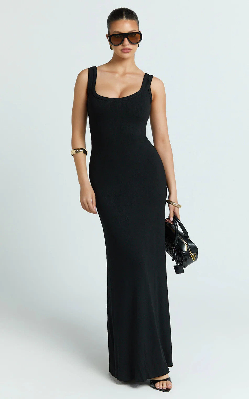 Scoop Neck A Line Dress in Black | Showpo (US, UK & Europe)