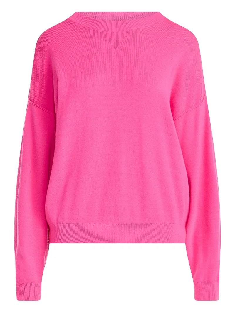 Scoop Women's and Women's Plus Oversized Crewneck Sweater, Lightweight, Sizes XS-4X | Walmart (US)