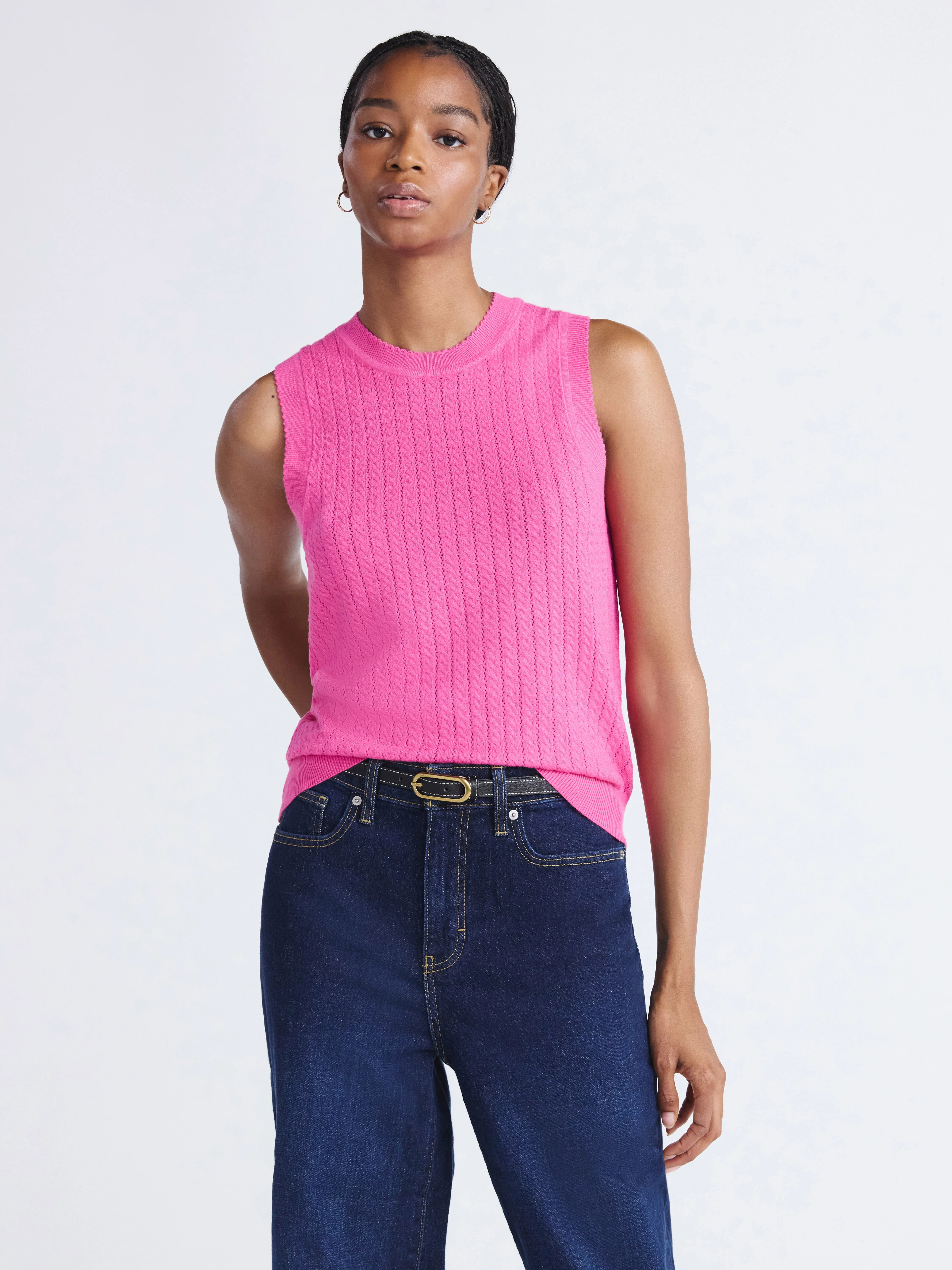 Free Assembly Women's Cozy Yarn Cable Sweater Shell, Sizes XS-XXL | Walmart (US)