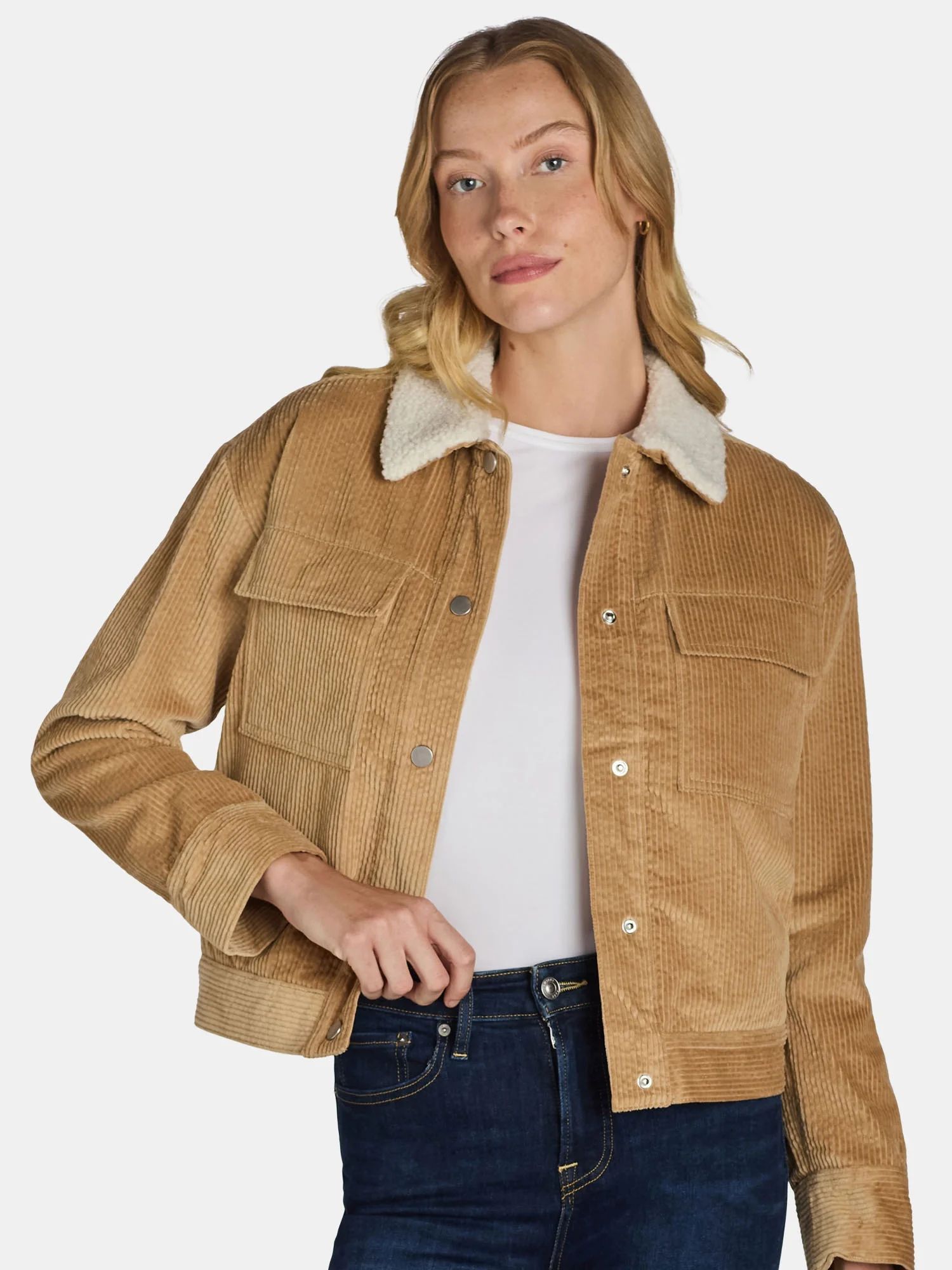 Time and Tru Women’s and Women’s Plus Corduroy Utility Jacket, Sizes XS-3X | Walmart (US)