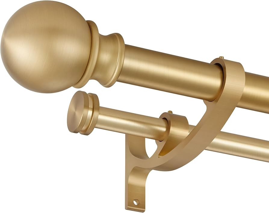 Lwiiom Double Curtain Rods with Aluminum Bouquet Brackets and Round Finials,Warm Gold Curtain Rod... | Amazon (US)