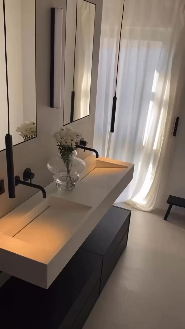 Bathroom design trend alert 🚨🔥! Floating vanities and ramp sinks 🤍 #aestheticbathroom #bestbathroomdesign

#LTKFamily #LTKVideo #LTKHome