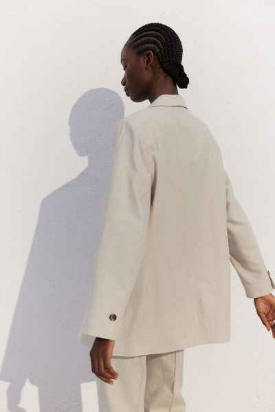 Linen-blend Blazer - Light beige - Ladies | H&M US | H&M (US + CA)