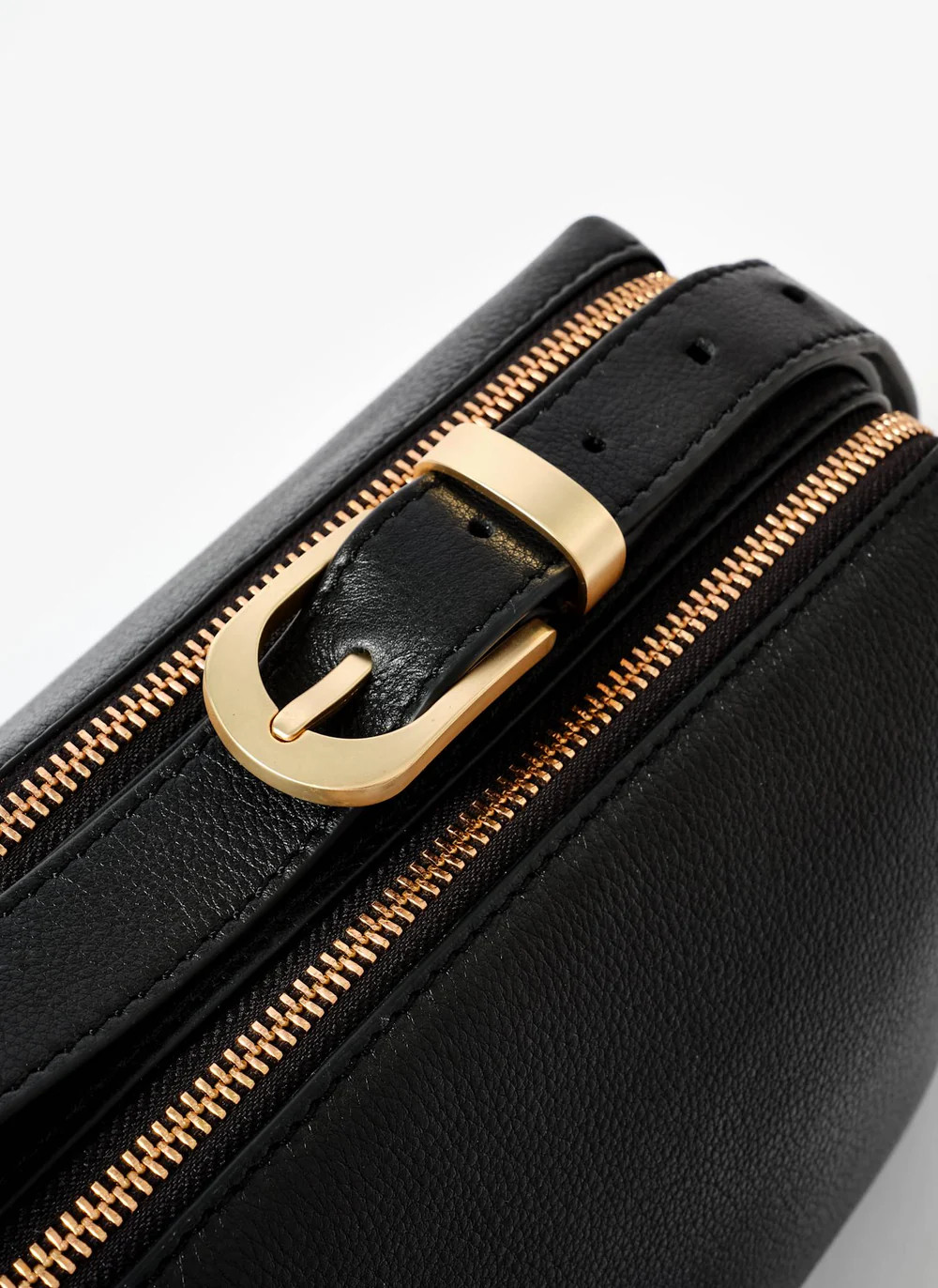 Safi Black Leather Shoulder Bag | Mint Velvet