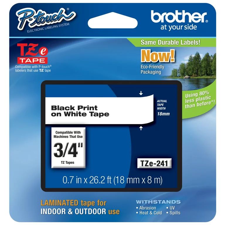 Genuine Brother 3/4" (18mm) Black on White TZe P-touch Tape for Brother PT-7600, PT7600 Label Mak... | Walmart (US)