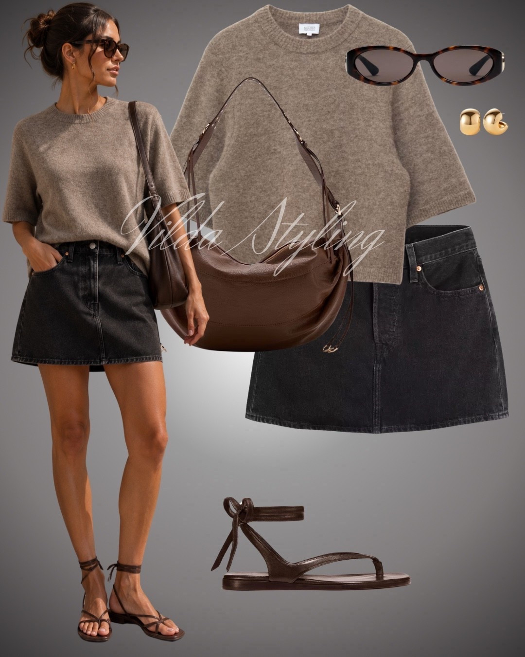 Chocolate brown + washed black 🤎🖤 The perfect transitional combo. A soft knit, denim mini, rich brown accessories, and minimal sandals make this look effortlessly chic from late summer into fall.

#LTKStyleTip #LTKFashion #LTKSeasonal #TransitionalStyle #NeutralOutfit #FallStyle #DenimSkirt #EverydayStyle

#LTKstyletip #LTKshoes #LTKbag