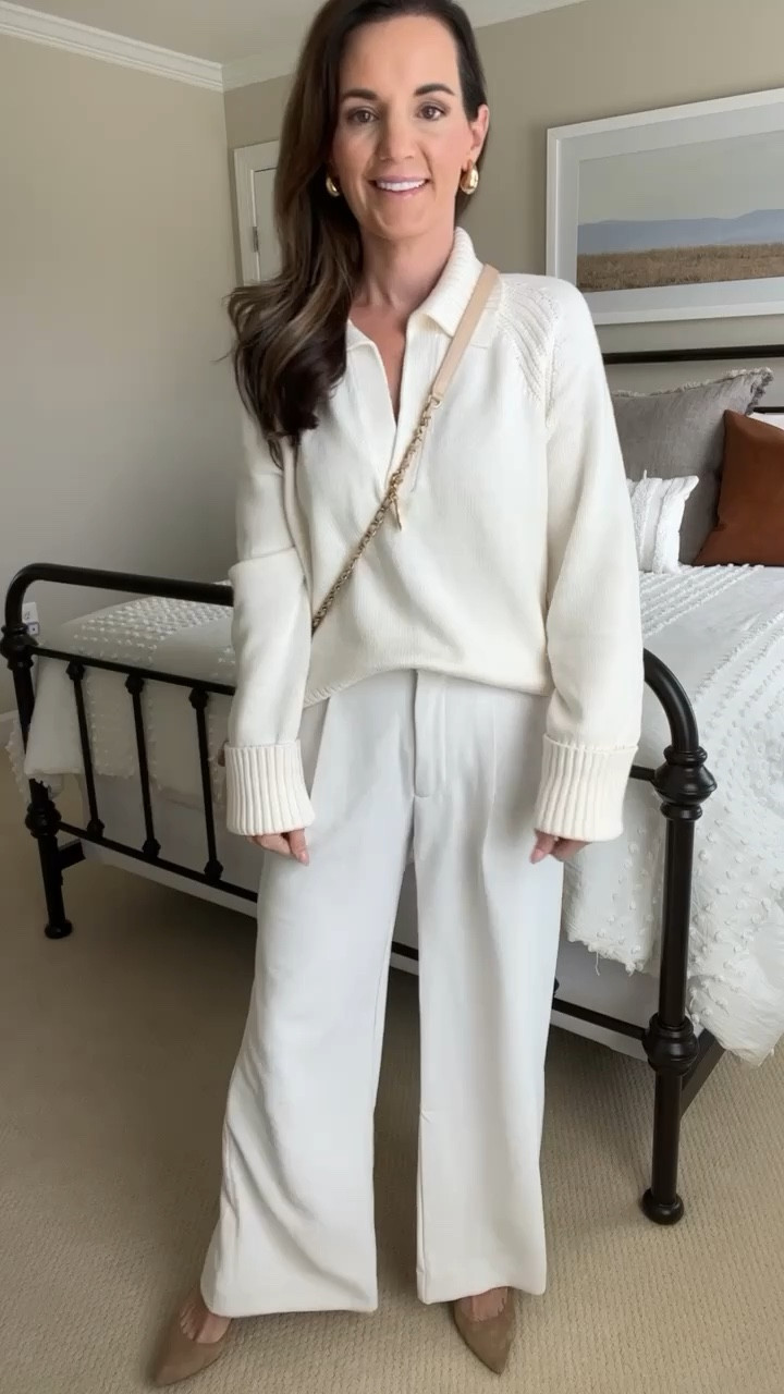 Abercrombie wide leg pants ✨ 
L
Both pants fit tts. Wearing 25 Short. If you’re under 5’4 I recommend going with the short option. The white pants are crepe ultra wide. The Sloan pant comes in 20 colors. The sweater is also Abercrombie and wearing size s. 

#abercrombie #widelegpants #wideleg #sale #whatiwore #outfitinspo #fallstyle #fall #fallfashion #sweaterweather #workwear #outfits #ltk #pants 

#LTKstyletip #LTKworkwear #LTKSale