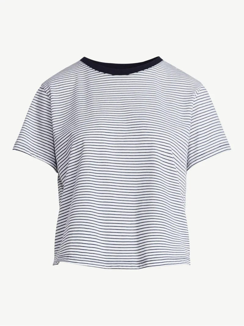 Free Assembly Women's and Women's Plus Cotton Cropped Boxy Tee with Short Sleeves, Sizes XS-4X | Walmart (US)
