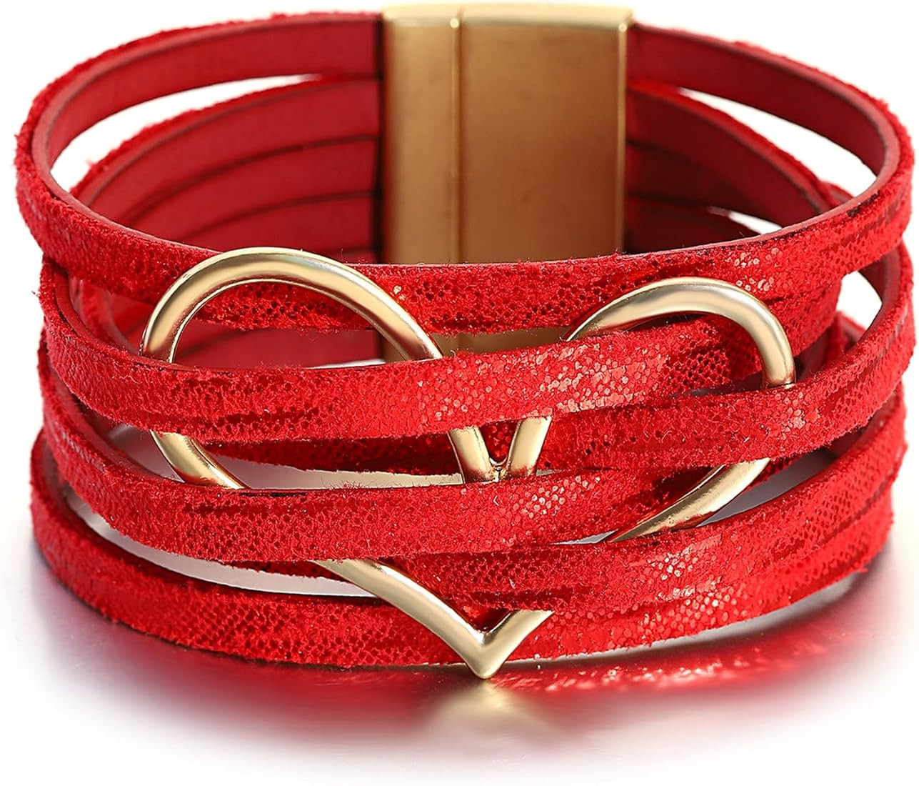 Heart Leather Bracelets for Women Trendy Teen Girls Stackable Boho Jewelry Wrap Bracelet Gifts fo... | Amazon (US)