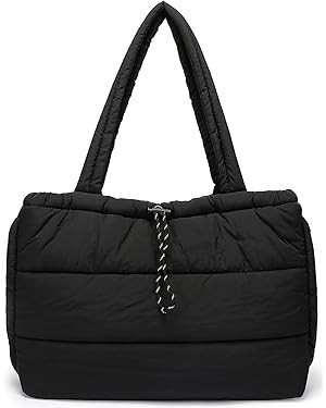 Queenoris Puffer Tote Bag for Women, Large Quilted Lightweight Satchel Purse Travel Gym Bag | Amazon (US)