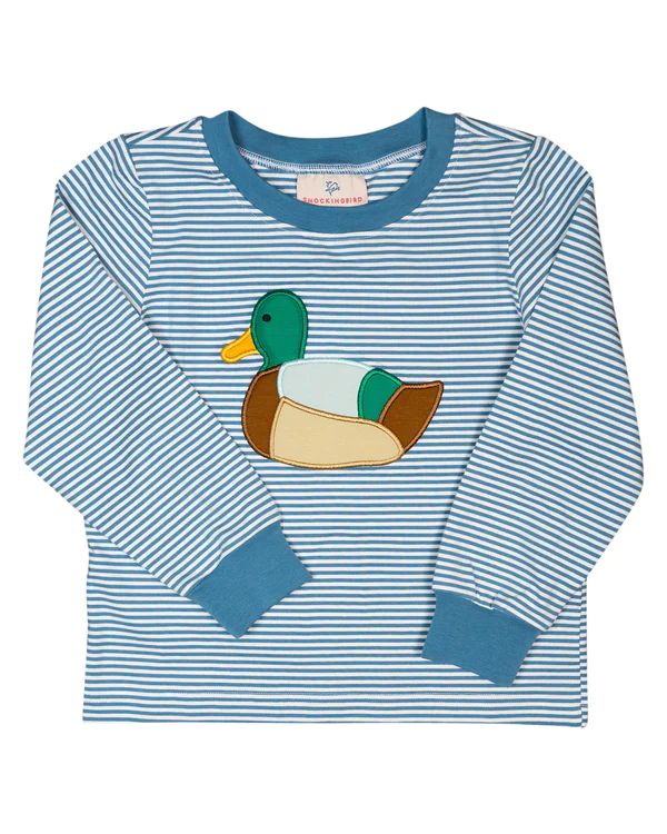 Duck Applique Striped Knit Shirt | Smockingbird Kids
