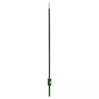 1-3/4 in. x 3-1/2 in. x 6 ft. Green Steel Fence T-Post with Anchor Plate | The Home Depot
