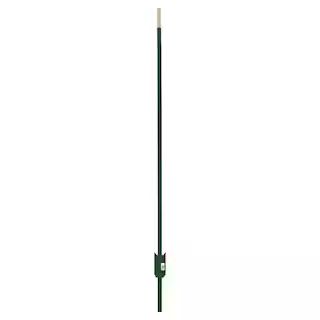 1-3/4 in. x 3-1/2 in. x 6 ft. Green Steel Fence T-Post with Anchor Plate | The Home Depot