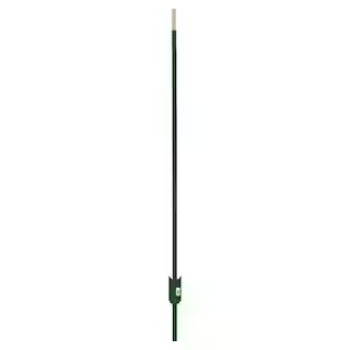 1-3/4 in. x 3-1/2 in. x 6 ft. Green Steel Fence T-Post with Anchor Plate | The Home Depot