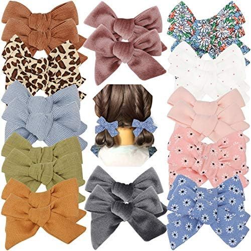 24 PCS Baby Girls Hair Bows Clips 4.5 inch Alligator Clips Tiny Barrettes Accessories for Fine Ha... | Amazon (US)