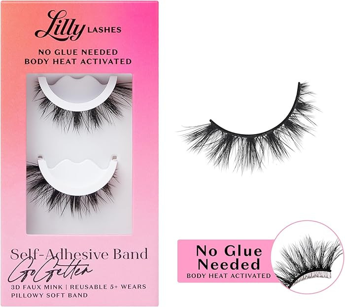 Lilly Lashes 3D Self Adhesive Eyelashes Press on Lashes Reusable Self Adhesive Eyelashes, GoGette... | Amazon (US)