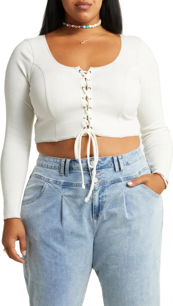 Lace-Up Organic Cotton Blend Top | Nordstrom