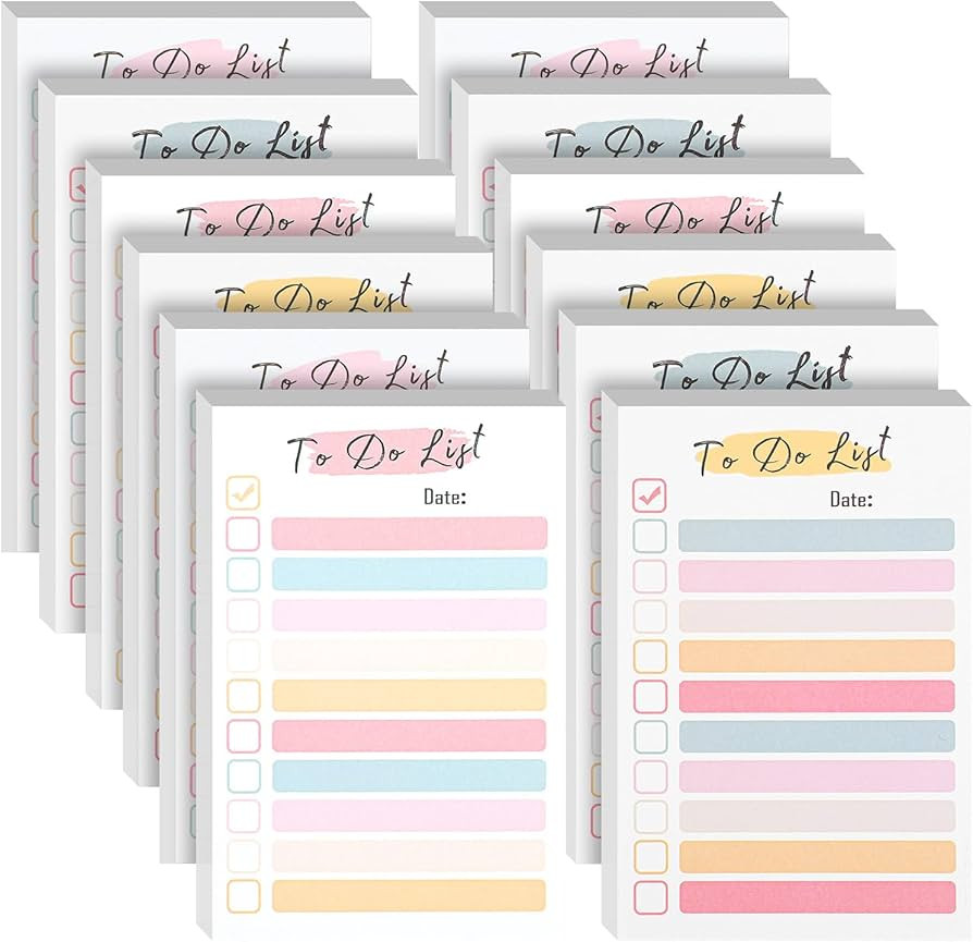 12 Packs to Do List Notepad, 600 Sheets Total – 4x6 Inch Colorful Sticky Notes for Office, Lear... | Amazon (US)