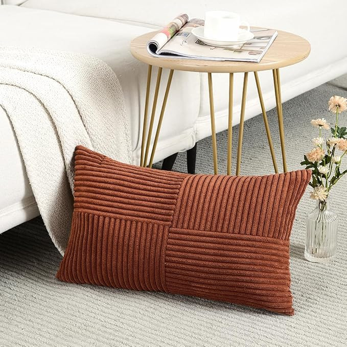 Fancy Homi Rust Lumbar Decorative Throw Pillow Covers 12x20 Inch for Couch Bed Sofa, Rustic Farmh... | Amazon (US)