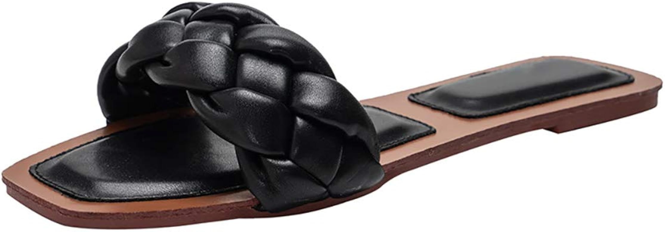 Women's Open Square Toe Flat Sandals Slip On Mule Slipper Casual Shoes | Amazon (CA)