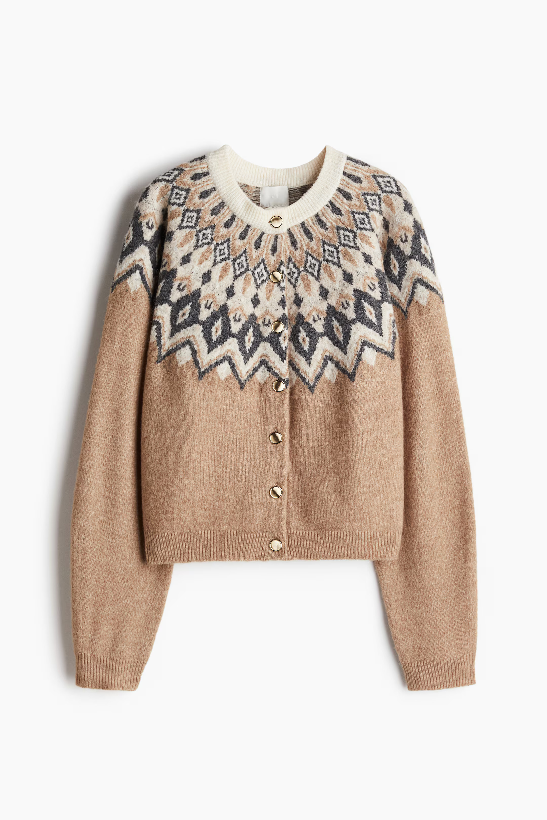 Jacquard-knit cardigan - Dusty blue/Patterned - Ladies | H&M GB | H&M (UK, MY, IN, SG, PH, TW, HK)