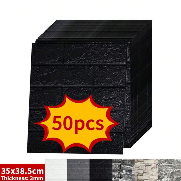 50PCS 3D Wall Sticker Wallpaper, Self-Adhesive Wall Brick Sticker Self-Adhesive Wallpaper, Easy T... | SHEIN