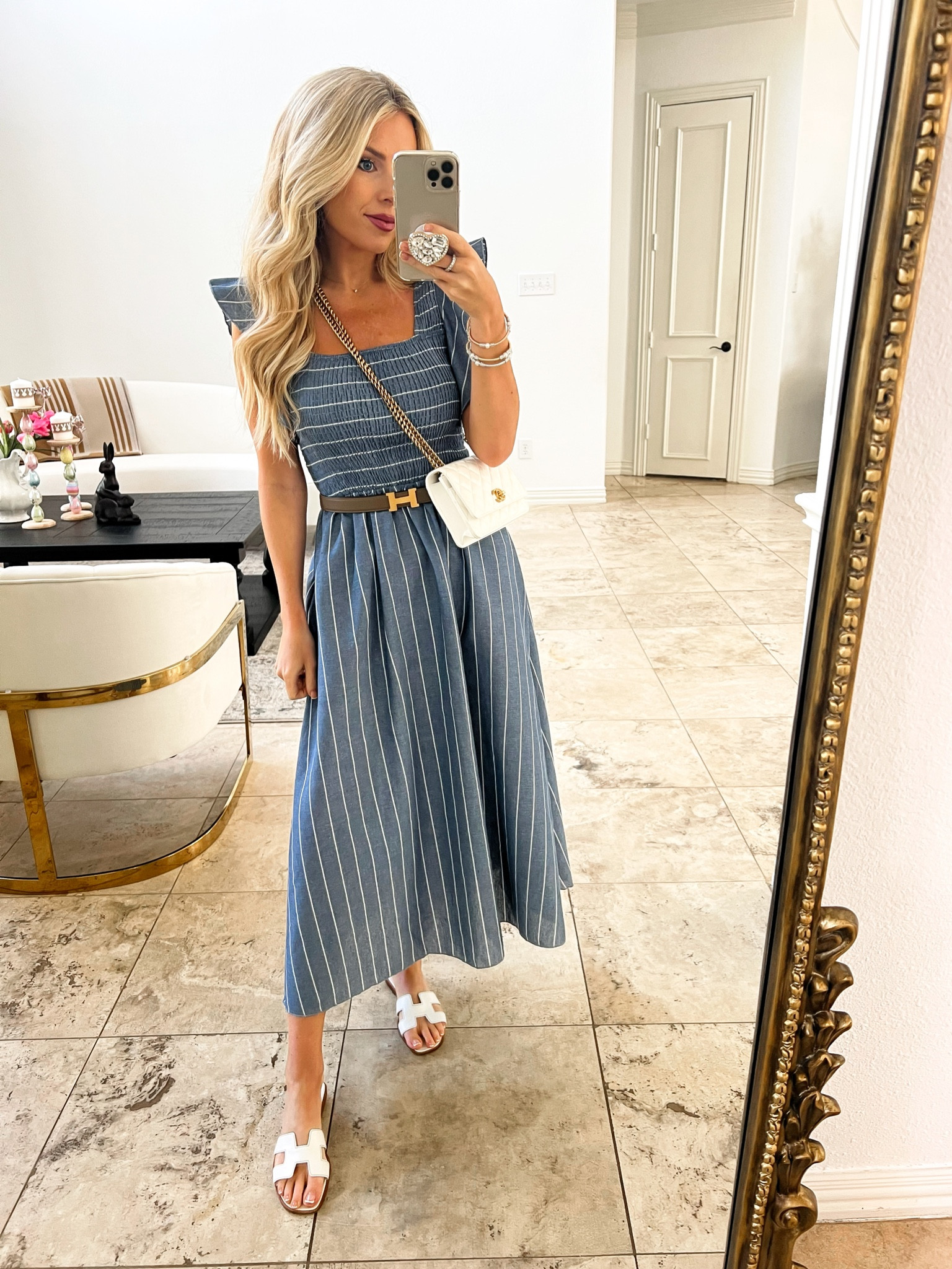 Amazon spring dress. Amazon style. Amazon midi dress. Maxi dress. Smocked dress. Blue dress. White h sandals 

#LTKSeasonal #LTKshoecrush