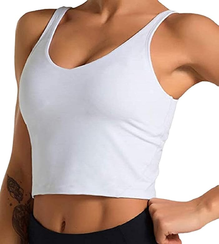 UOTJCNR Sports Bra for Women Longline Padded Bra Gym Yoga Crop Tank Tops Fitness Workout Running Top | Amazon (US)
