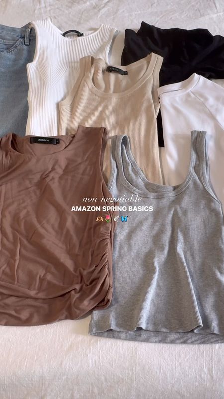 Amazon spring closet basics! My favorite tanks & tees. I wear size S in all of them except the boxy tee is a M. 

#LTKstyletip #LTKVideo #LTKSeasonal