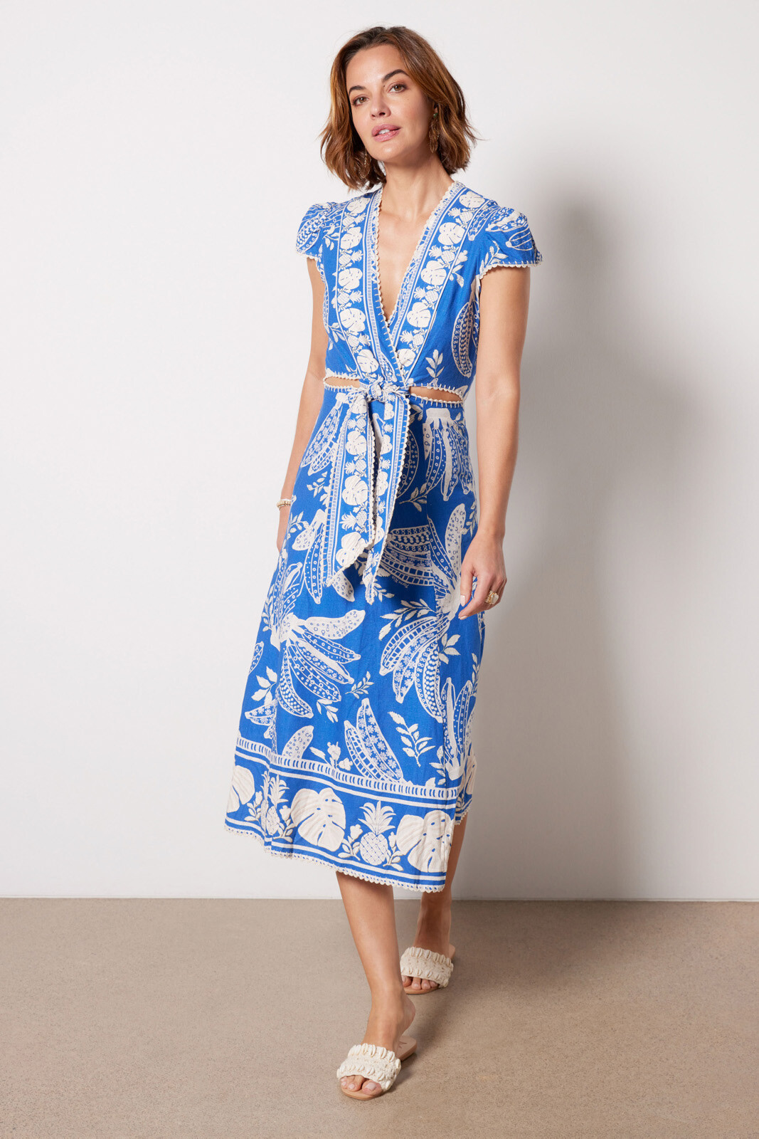 Lace Banana Navy Midi Dress | Evereve