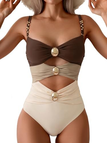 B2prity Cutout One Piece Swimsuit Tummy Control Ruched Monokini Color Block Bathing Suit for Crui... | Amazon (US)